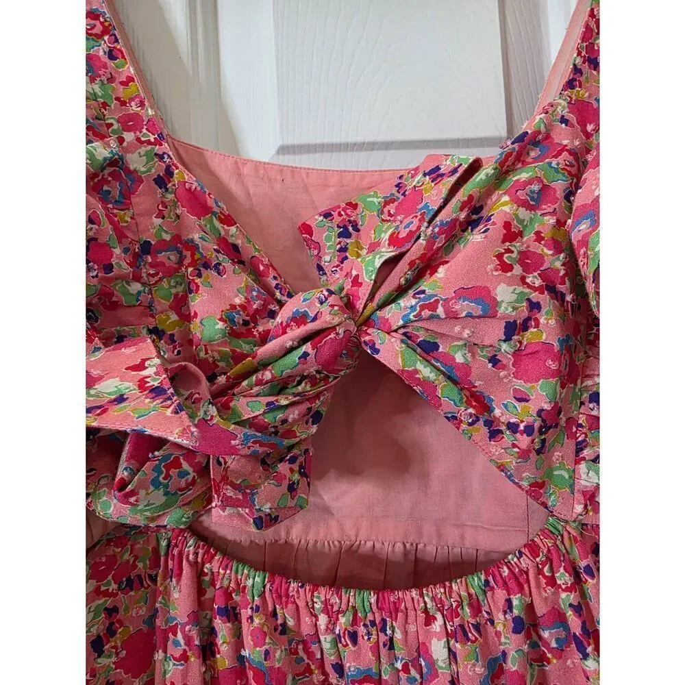 CROSBY BY MOLLIE BURCH Eloise Tie Midi Dress - Pink M $286